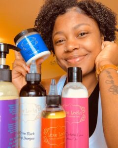 Happy Luxe Locks Curls customer showing off her 4a 4b 4c hair and curl product love.